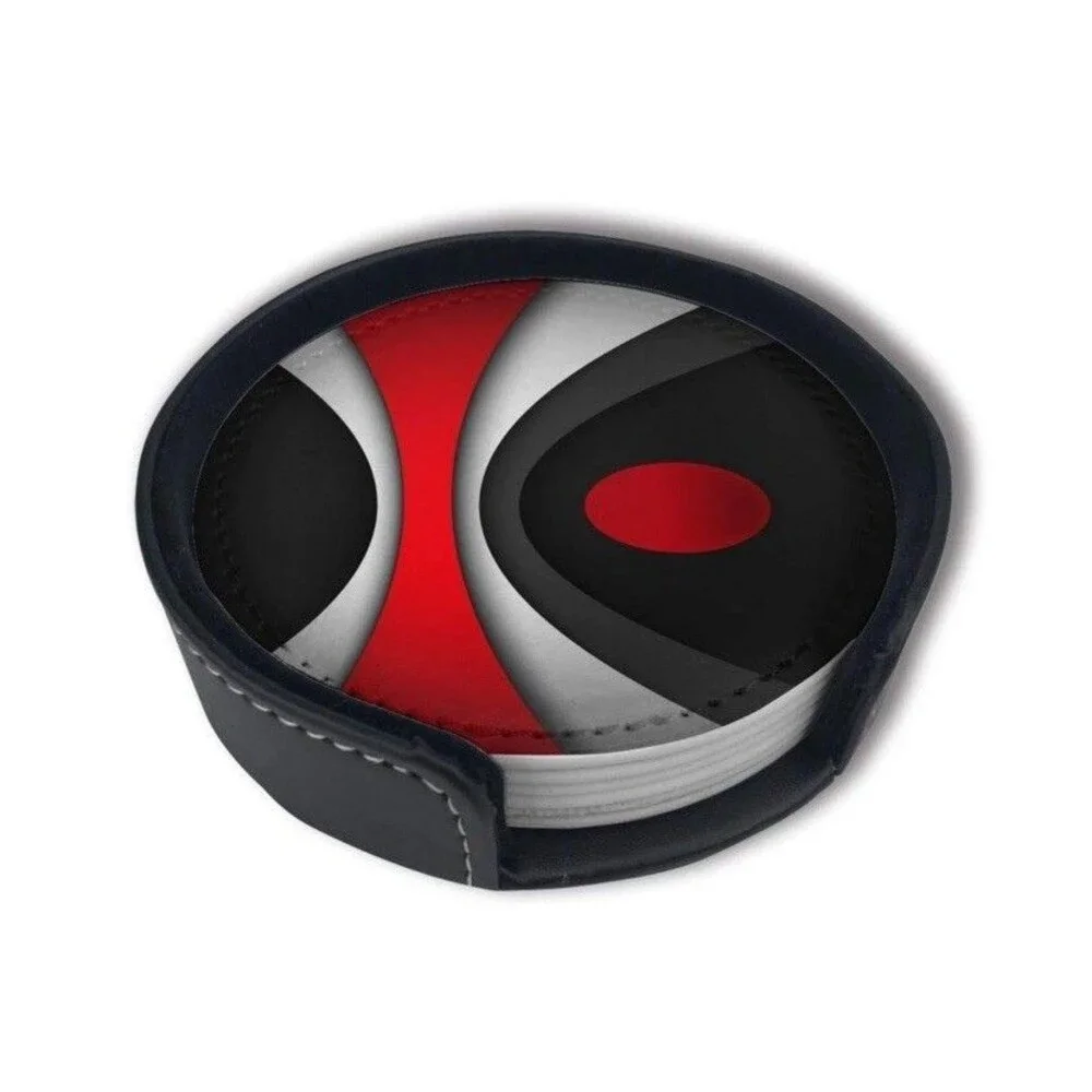Black In Modern Abstract Red Drinks Coasters With Holder, Suitable For Kinds ...